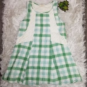 Entro Sleeves Lace and Green Gingham Dress S